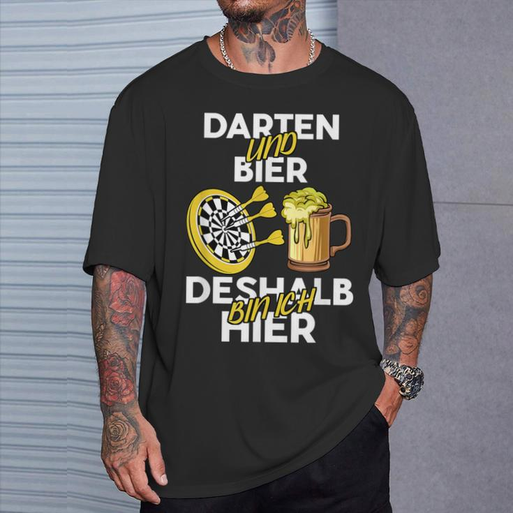 Darten Und Bier Darum Bin Ich Hier Darts Player T-Shirt Geschenke für Ihn
