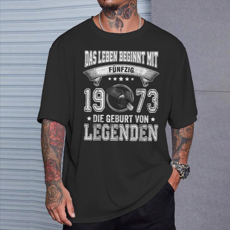 Das Leben Beginnt Mit Fifty 1973 Die Geburton Legenden T-Shirt Geschenke für Ihn