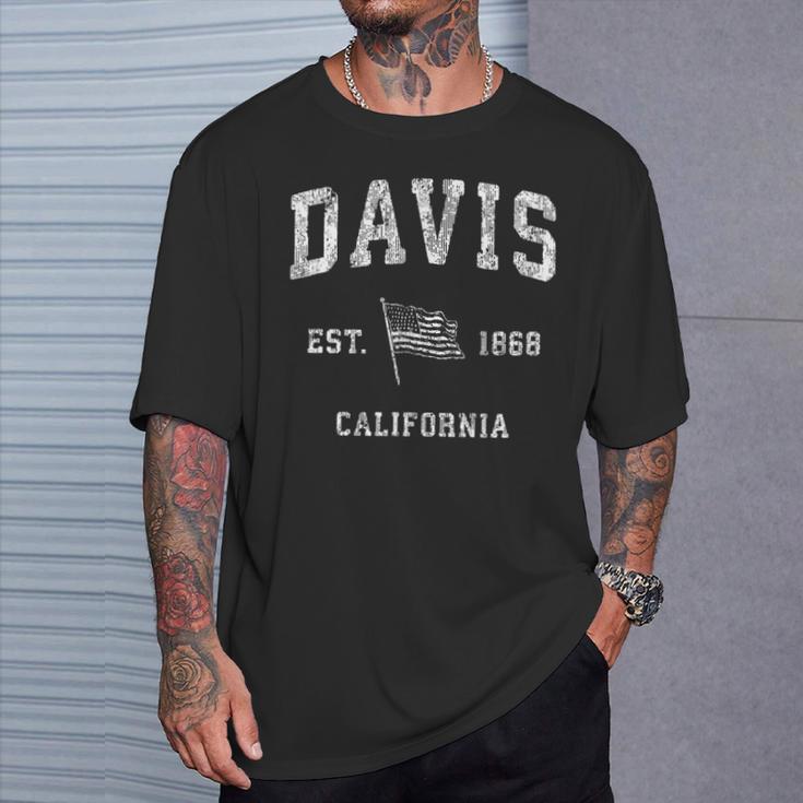 Davis California Ca Vintage Us Flag Sports T-Shirt Gifts for Him