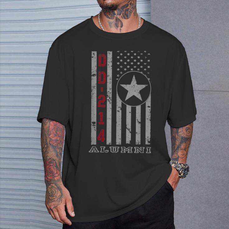 Dd214 Alumni American Flag Vintage Veteran T-Shirt Gifts for Him