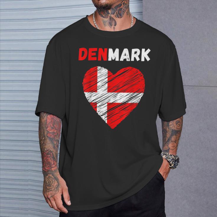 Denmark Flag Holiday Denmark Heart Danish Flag T-Shirt Geschenke für Ihn