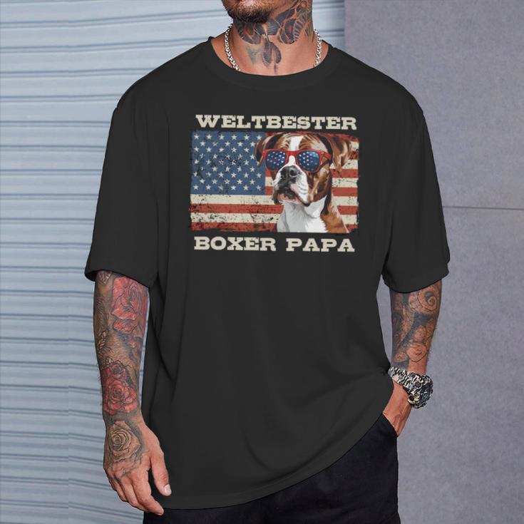 Deutscher Boxer Weltbester Boxer Papa Boxer Hundepapa T-Shirt Geschenke für Ihn