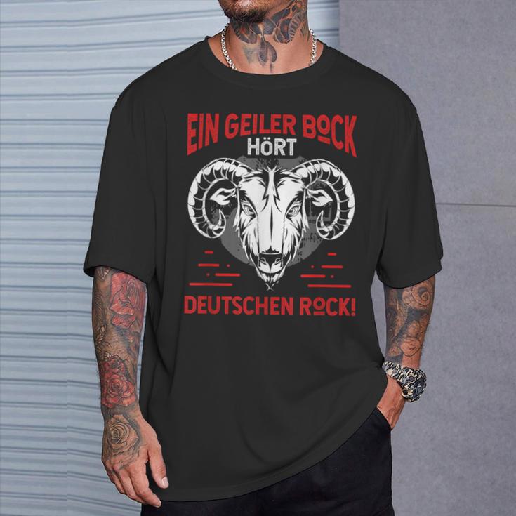 Deutschrock Ein Geiler Bock Hören German Rock T-Shirt Geschenke für Ihn