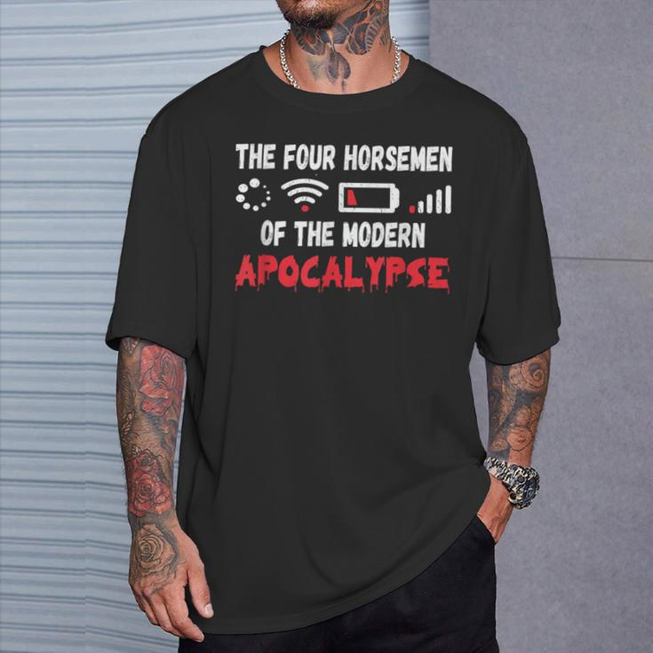 Die Vier Modernen Apokalyptischen Reiter T-Shirt, Schwarz, Spaßmotiv Geschenke für Ihn