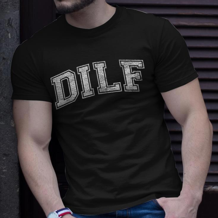 Dilf Varsity Style Dad Older More Mature Men T-Shirt Gifts for Him