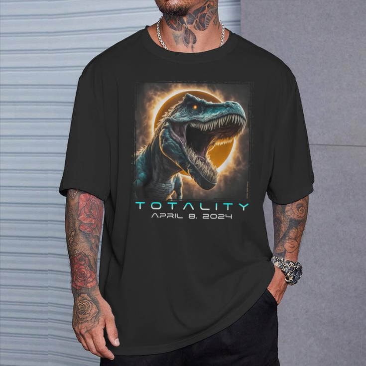Dinosaur T-Rex Totality April 8 2024 Total Solar Eclipse T-Shirt Gifts for Him