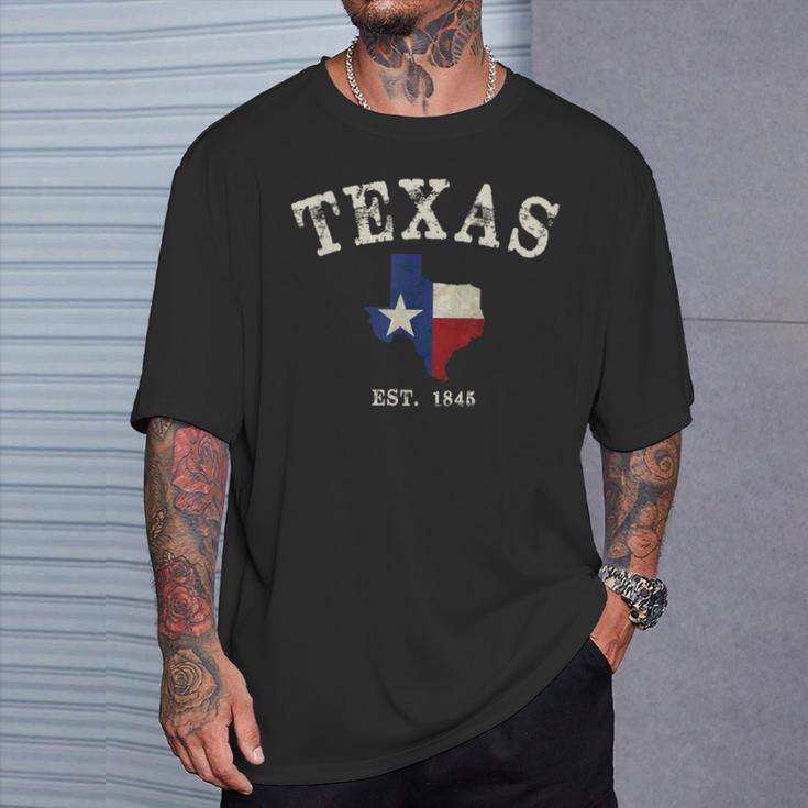 Distressed Texas State Flag Map T-Shirt Gifts for Him