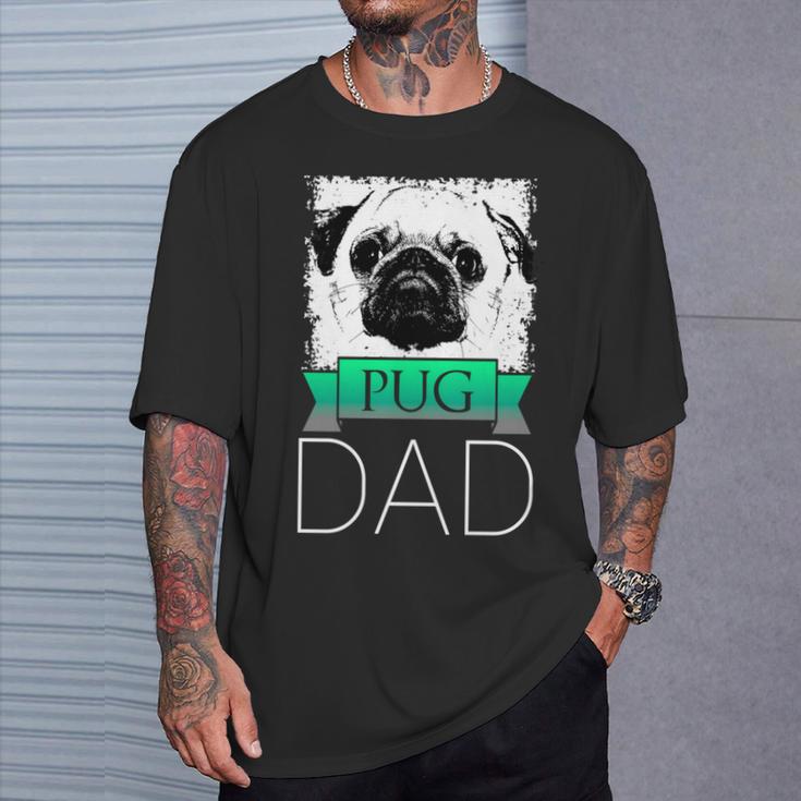 Dog Dad Pug Hunde Mops Papa T-Shirt Geschenke für Ihn