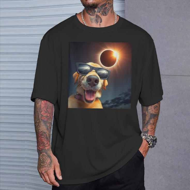 Dog Selfie Solar Eclipse Wearing Glasses Dog Lovers T-Shirt Gifts for Him