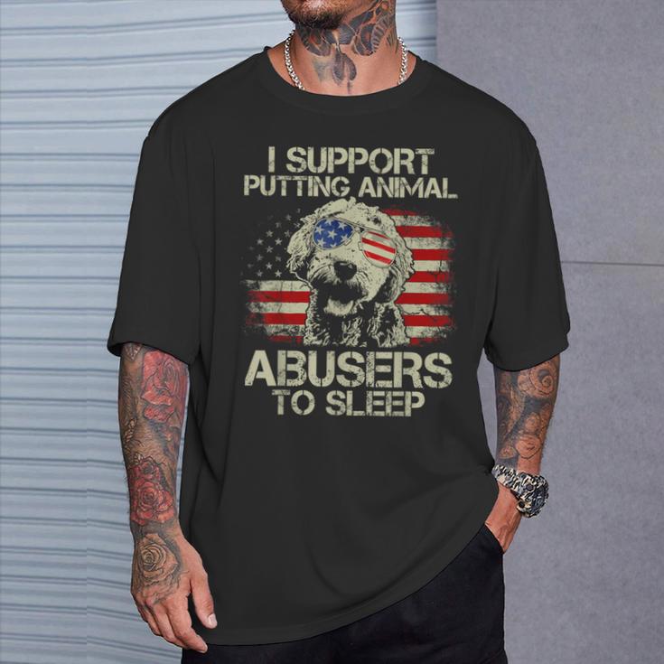 Doodle Usa Flag I Support Putting Animal Abusers To Sleep T-Shirt Gifts for Him