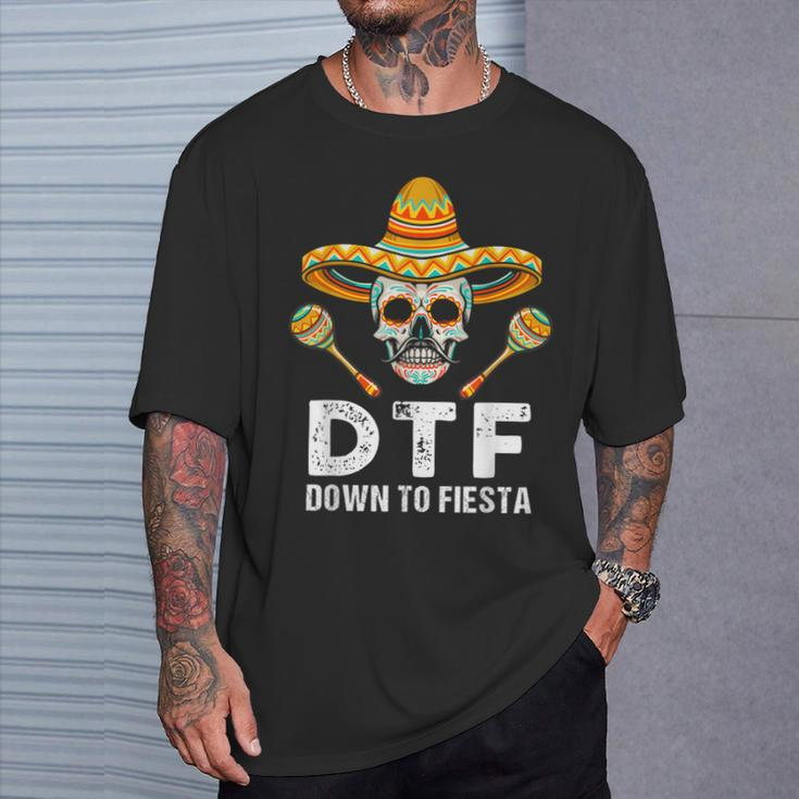 Down To Fiesta Mexican Party Skull Cinco De Mayo T-Shirt Gifts for Him