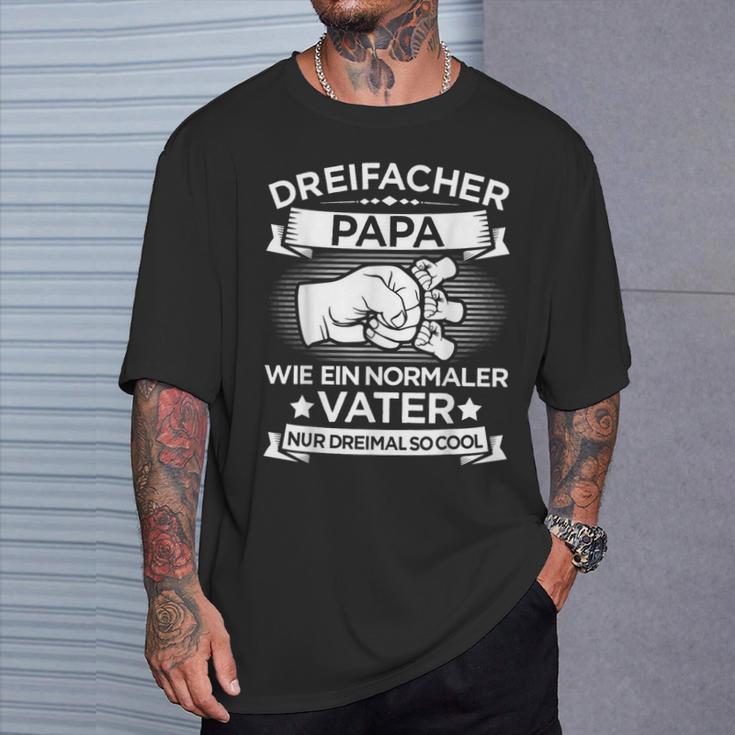 Dreifacher Papaater 3 Kinder Zumatertag Geburtstag T-Shirt Geschenke für Ihn