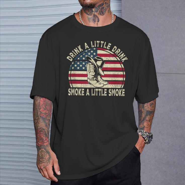 Drink A Little Drink Smoke A Little Smoke Retro Cowboy Hat T-Shirt Gifts for Him