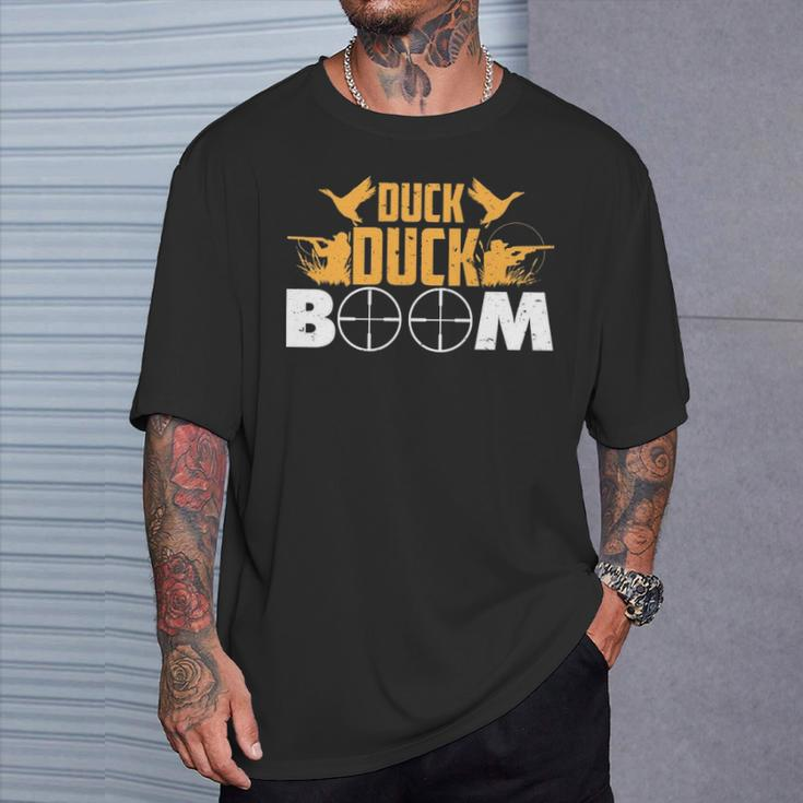 Duck Duck Boom Cool Duck Hunter Hunting Hunt Gif T-Shirt Gifts for Him