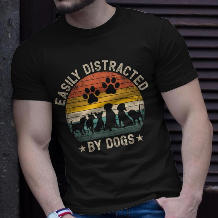 Easily Distracted By Dogs Pet Dog Lover T-Shirt Gifts for Him