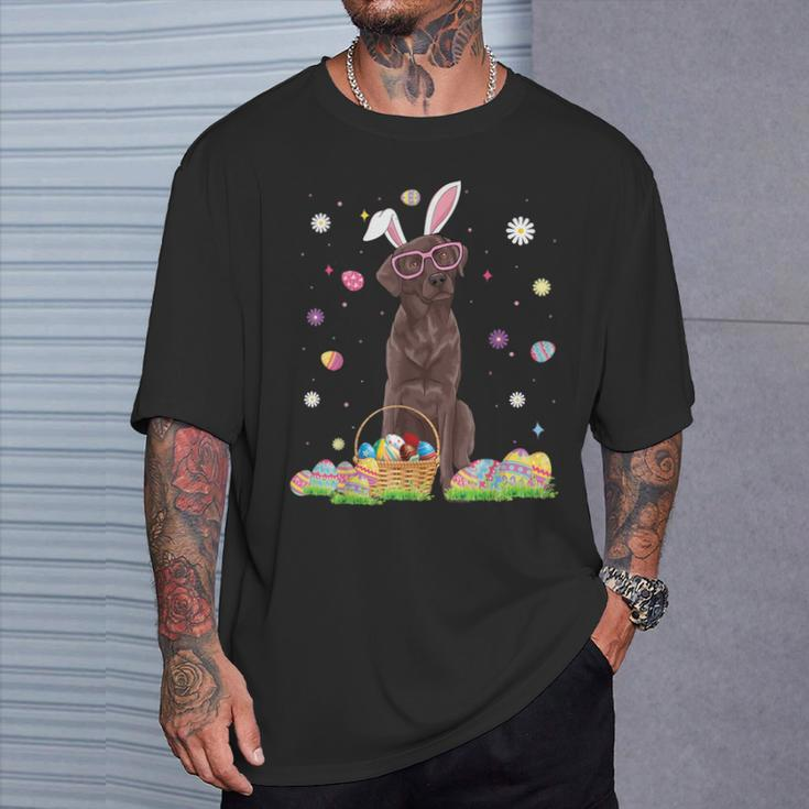 Easter Cute Chocolate Labrador Dog Lover Bunny Eggs Easter T-Shirt Gifts for Him