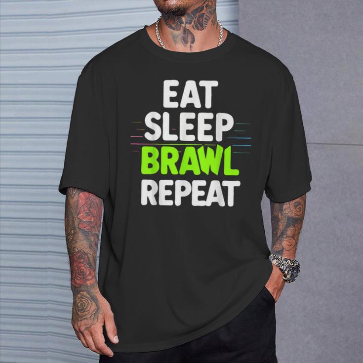 Eat Sleep Brawl Repeat Lustigesideospiel T-Shirt Geschenke für Ihn