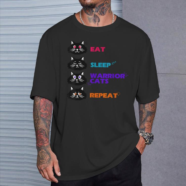 Eat-Sleep-Cat Warrior-Repeat-Cat Lover T-Shirt Gifts for Him