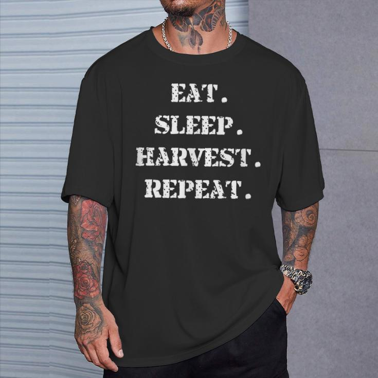 Eat Sleep Harvest Repeat Joke Farmer T-Shirt Gifts for Him