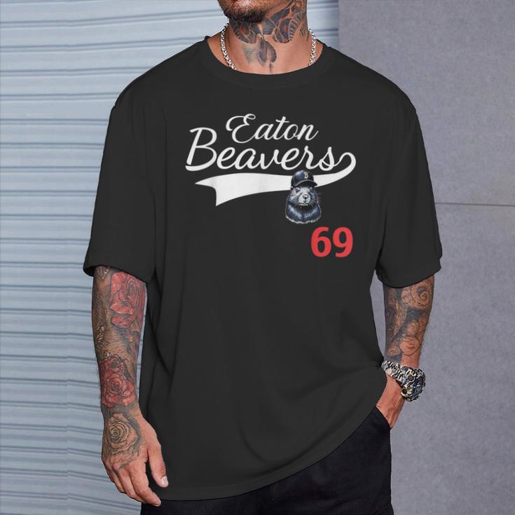 Eaton Beavers 69 Adult Humor Baseball T-Shirt Gifts for Him