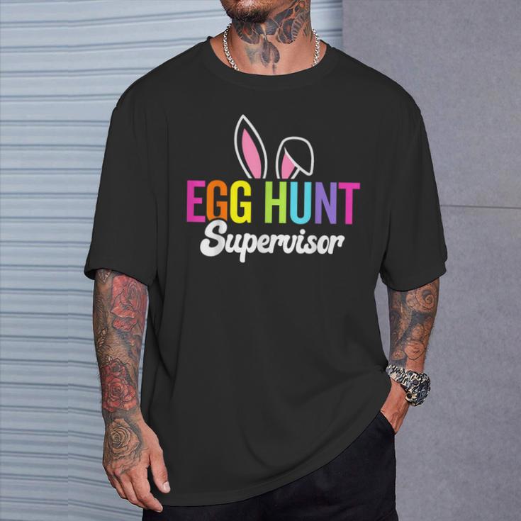 Egg Hunt Supervisor Matching Easter Rabbit Ears Egg Hunter T-Shirt Gifts for Him