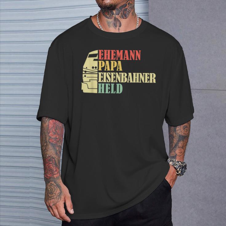 Ehemann Papa Eisenbahner Heldater T-Shirt Geschenke für Ihn