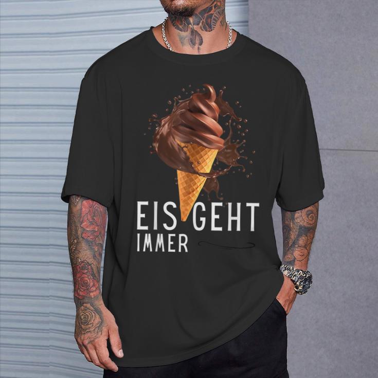 Eis Geht Immer Eisparele Eiscafe Schokoladeneis Orange T-Shirt Geschenke für Ihn