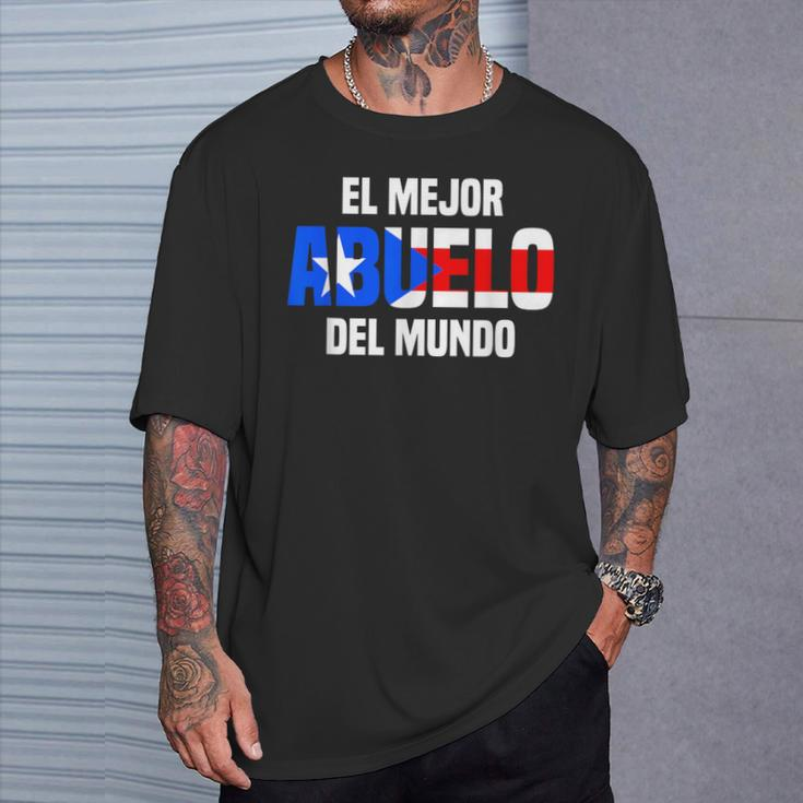 El Mejor Abuelo Del Mundo Abuelo Puerto Rico Flag T-Shirt Gifts for Him