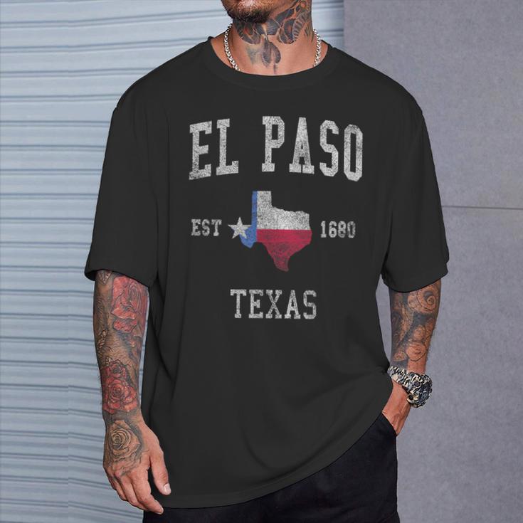 El Paso Texas Flag Sport Retrointage T-Shirt Geschenke für Ihn