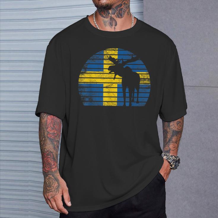 Elch Schwedische Flagge Schwede Skandinavien Schweden T-Shirt Geschenke für Ihn