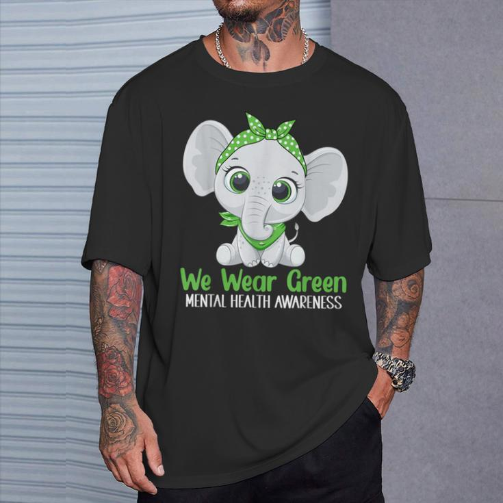 Elehant Mental Health Awareness Green Ribbon T-Shirt Gifts for Him