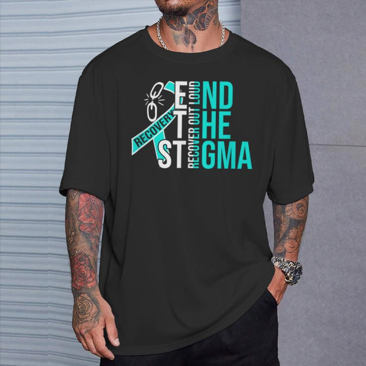 End The Stigma Recover Out Loud Aa Na Addiction Recovery T-Shirt Gifts for Him