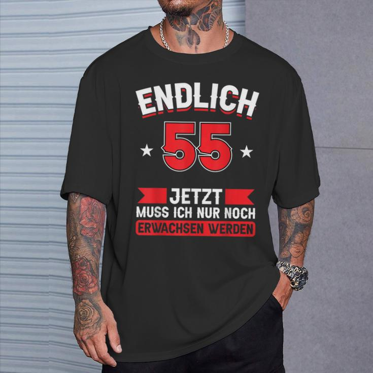 Endlich 55 Jetzt Nur Noch Erwachsen Werden Werden 55 German T-Shirt Geschenke für Ihn