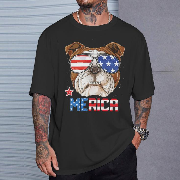 English Bulldog Merica 4Th Of July T-Shirt Gifts for Him