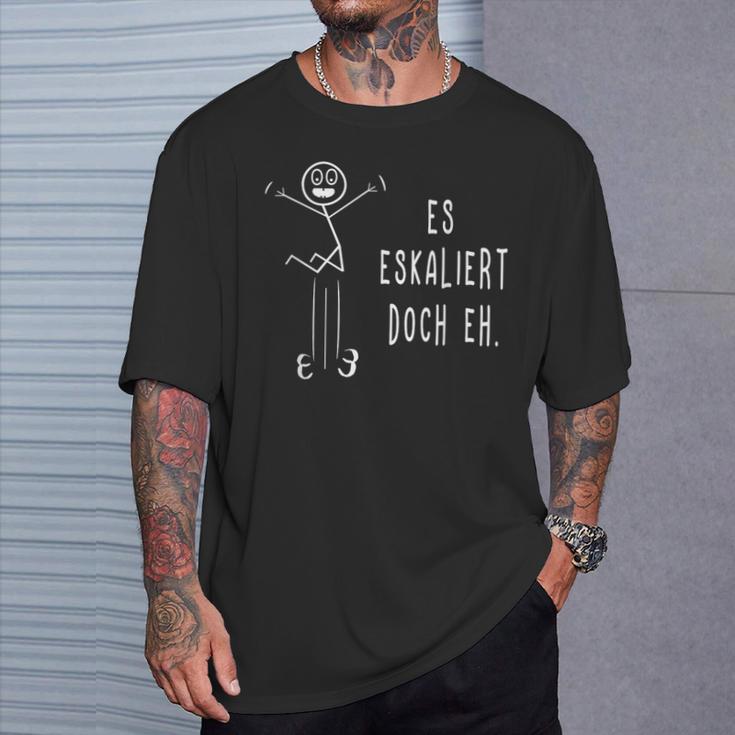 Es Escaliert Doch Eh Techno Rave Saufen Party Stick Figure T-Shirt Geschenke für Ihn