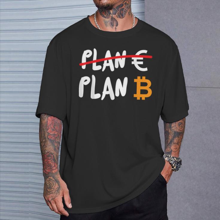 Euro Ist Feitert Btc Bitcoin Plan B Black T-Shirt Geschenke für Ihn