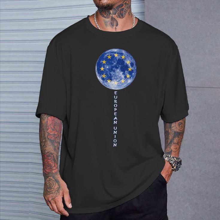 European Union Moon Pride European Union Flag Eu Souvenir T-Shirt Gifts for Him