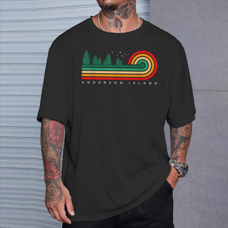 Evergreen Vintage Stripes Anderson Island Washington T-Shirt Gifts for Him