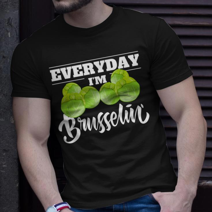 Everyday I'm Brusselin Cute Food Pun Vegan Lover T-Shirt Gifts for Him