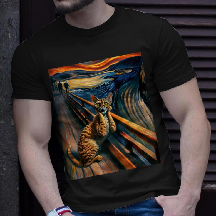 Expressionist Artsy Devon Rex Cat Artistic Devon Rex Cat T-Shirt Gifts for Him