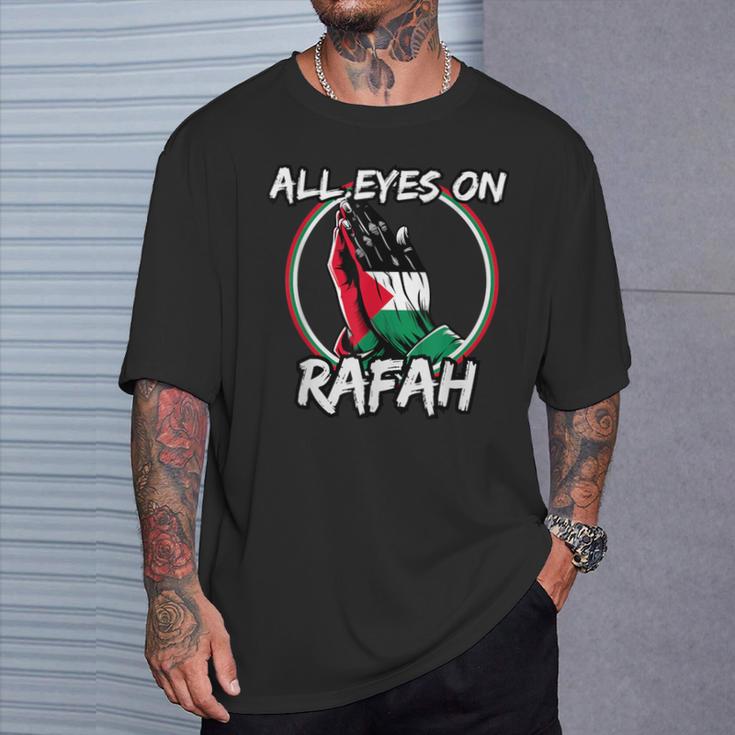 All Eyes On Rafah Betende Hände Palestina Flagge T-Shirt Geschenke für Ihn