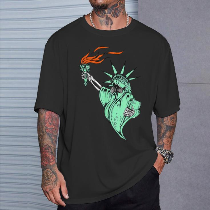 Face Gas Mask Statue Of Liberty Freedom Political Humor T-Shirt Gifts for Him