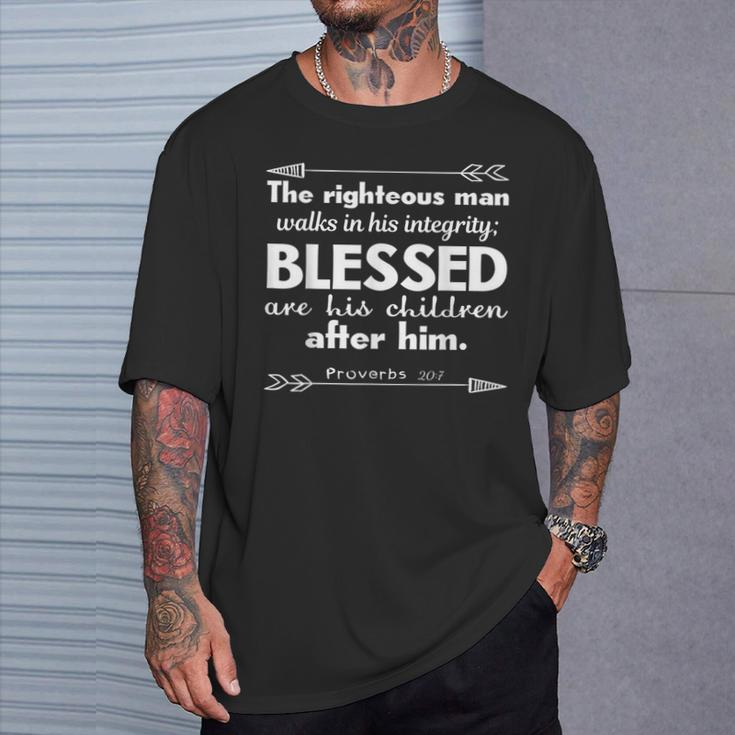 Fathers Day Bible Verse Christian The Righteous Man T-Shirt Gifts for Him