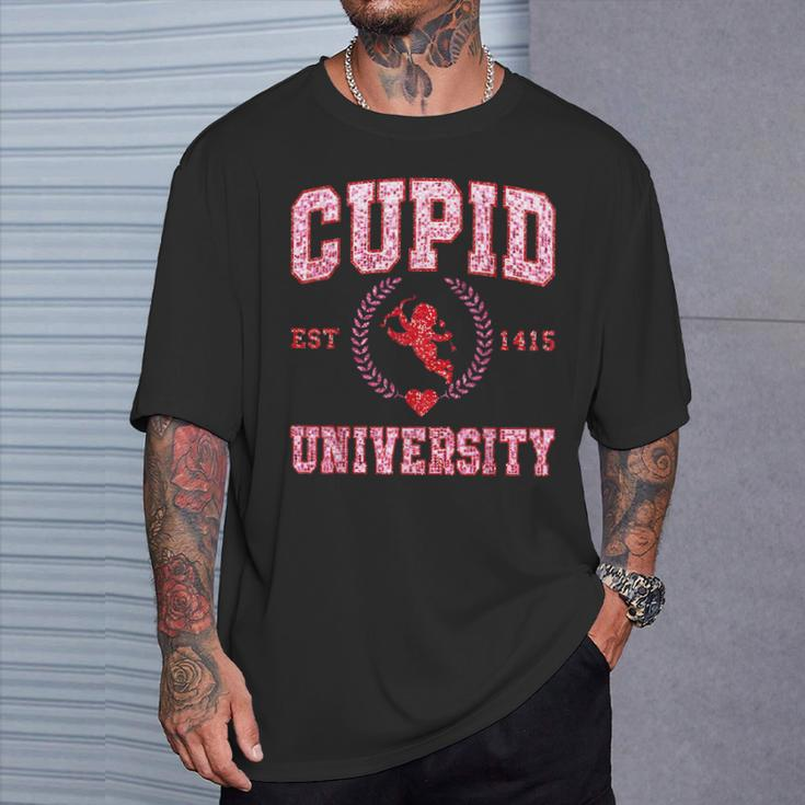 Faux Sequin Cupid University Happy Valentine’S Day Boy Girl T-Shirt Gifts for Him