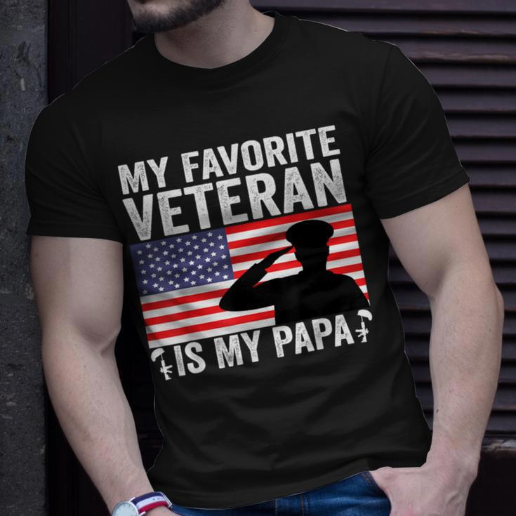 My Favorite Veteran Is My Papa Us Flag Father Veterans T-Shirt Gifts for Him