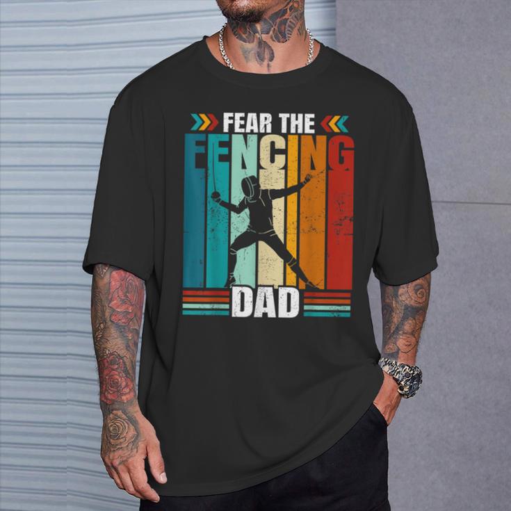 Fear The Fencing Dad Retro T-Shirt Gifts for Him