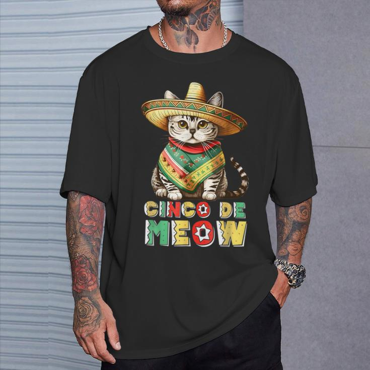 Feliz Cinco De Meow Mexican Cat Fiesta 5 De Mayo T-Shirt Gifts for Him