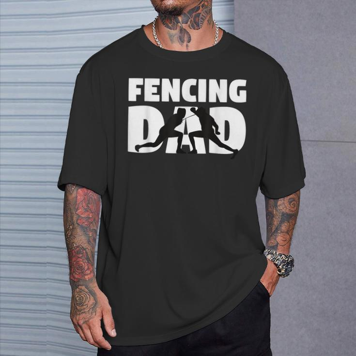 Fencing Dad Father Fencing Silhouette T-Shirt Gifts for Him