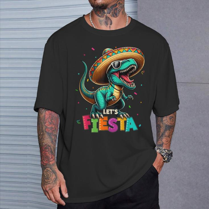 Lets Fiesta DinosaurRex Cinco De Mayo Mexican Party T-Shirt Gifts for Him
