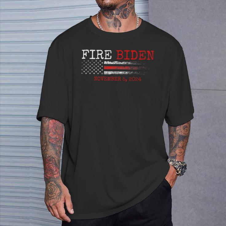 Fire Biden Elect Trump President 2024 Vintage American Flag T-Shirt Gifts for Him